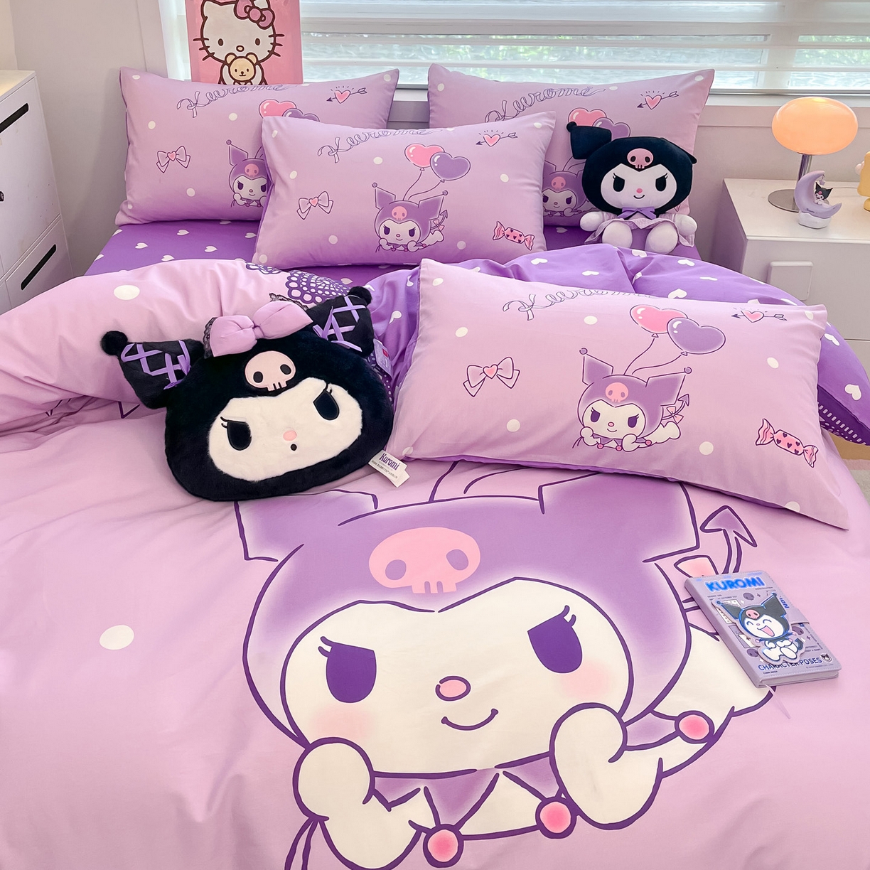 91家纺网 家纺一手货源 找家纺 暮思家居 2026新款正版授权三丽鸥大版全棉纯棉数码印花纯棉四件套系列-第一批 大版-梦想库洛米