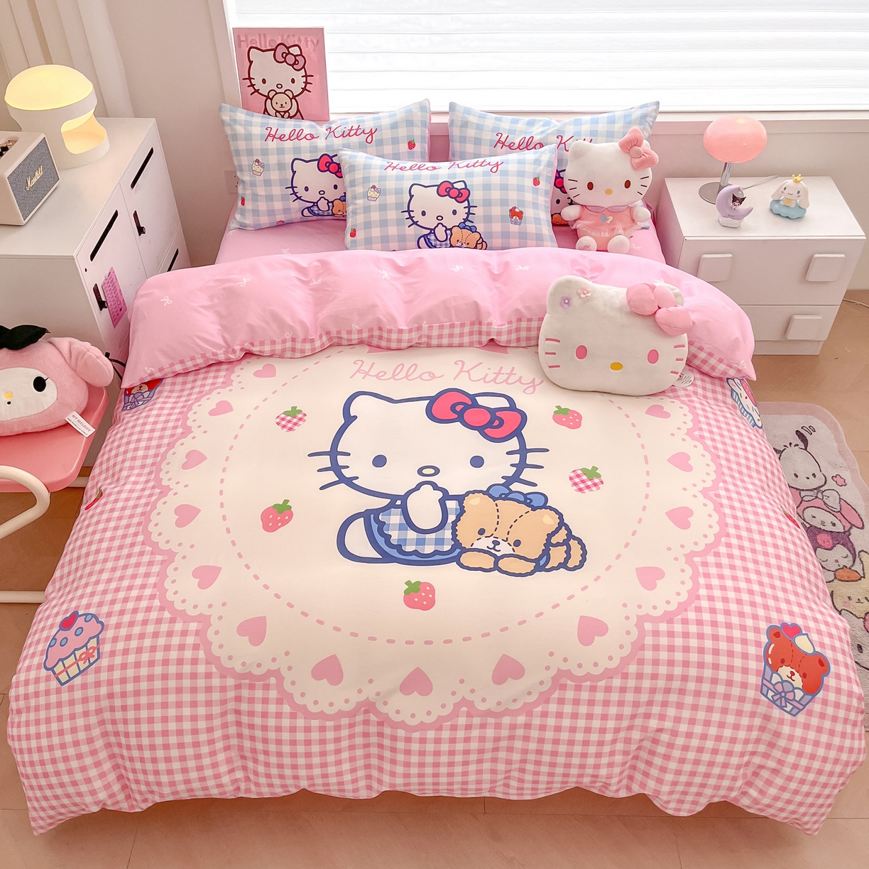 暮思家居 2026新款正版授权三丽鸥大版全棉纯棉数码印花纯棉四件套系列-第一批 大版-奶油KT