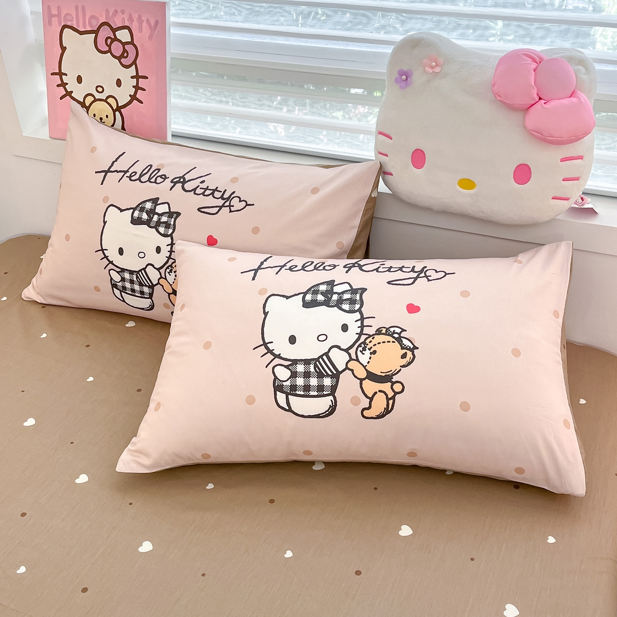 91家纺网 家纺一手货源 找家纺 暮思家居 2026新款正版授权三丽鸥大版全棉纯棉数码印花纯棉四件套系列-第一批 大版-时尚KT