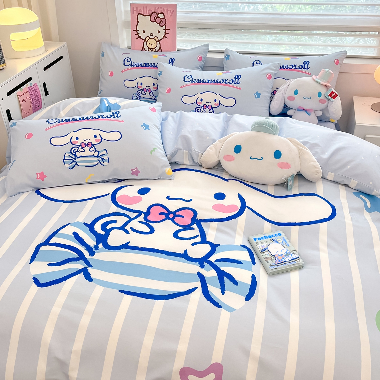 91家纺网 家纺一手货源 找家纺 暮思家居 2026新款正版授权三丽鸥大版全棉纯棉数码印花纯棉四件套系列-第一批 大版-糖果玉桂狗