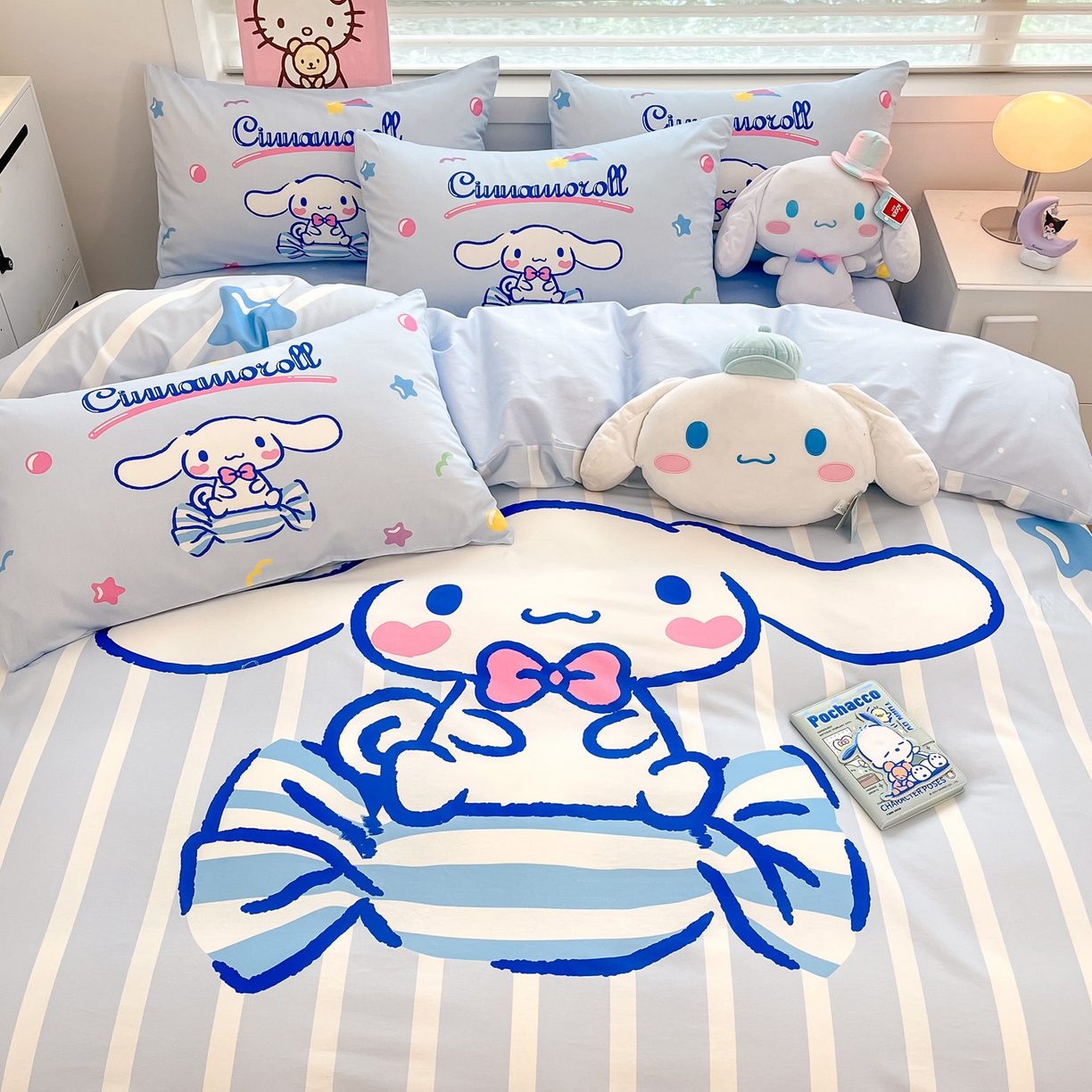 91家纺网 家纺一手货源 找家纺 暮思家居 2026新款正版授权三丽鸥大版全棉纯棉数码印花纯棉四件套系列-第一批 大版-糖果玉桂狗