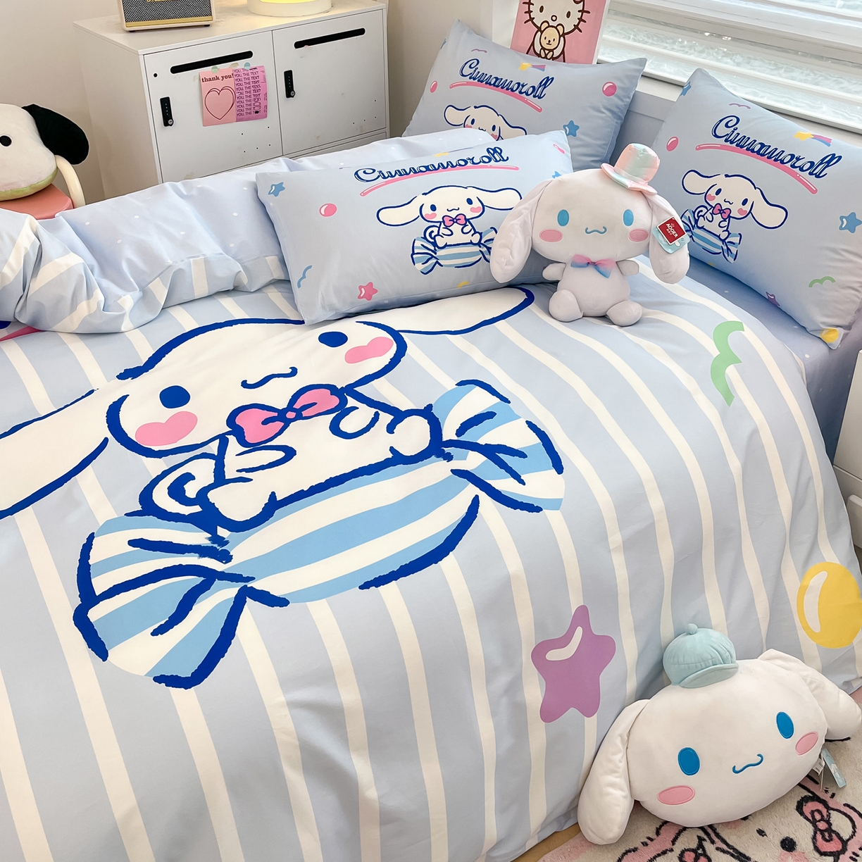 91家纺网 家纺一手货源 找家纺 暮思家居 2026新款正版授权三丽鸥大版全棉纯棉数码印花纯棉四件套系列-第一批 大版-糖果玉桂狗