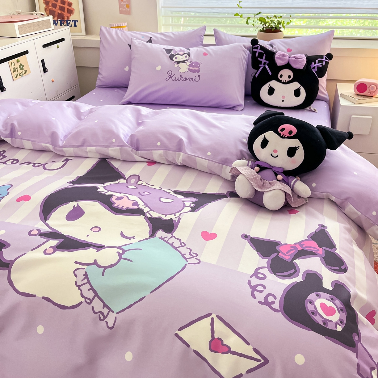 91家纺网 家纺一手货源 找家纺 暮思家居 2026新款正版授权三丽鸥大版全棉纯棉数码印花纯棉四件套系列-第一批 大版-甜蜜库洛米