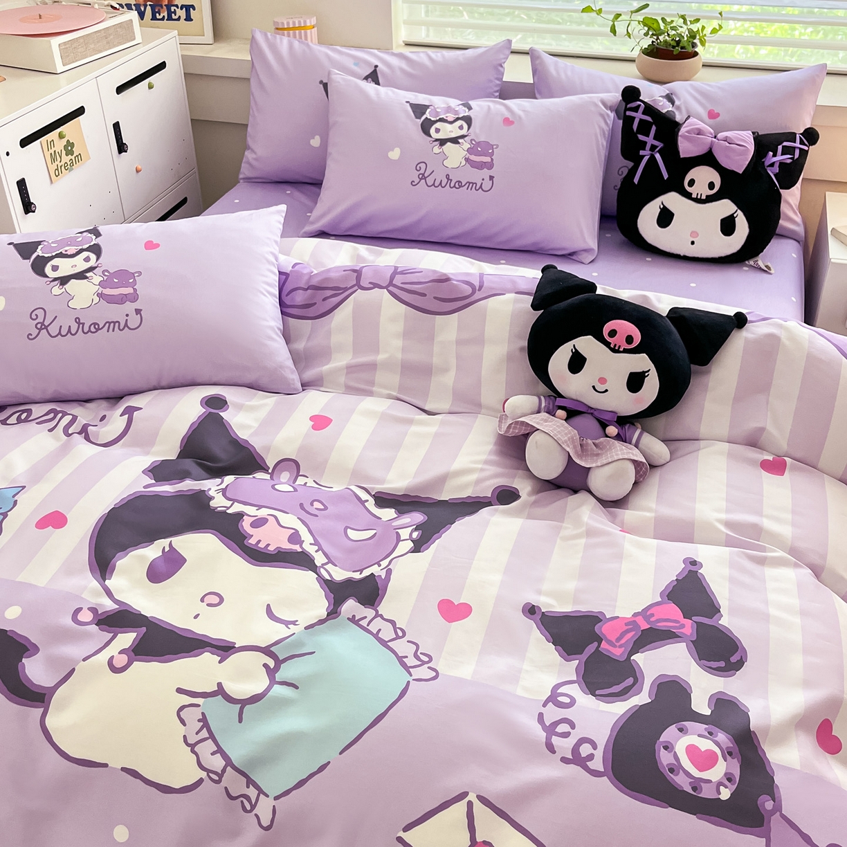 91家纺网 家纺一手货源 找家纺 暮思家居 2026新款正版授权三丽鸥大版全棉纯棉数码印花纯棉四件套系列-第一批 大版-甜蜜库洛米