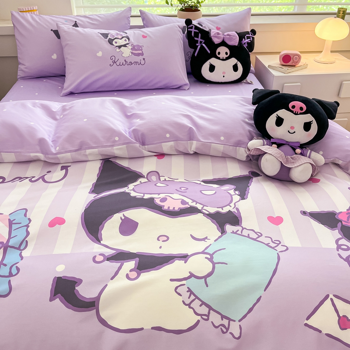 91家纺网 家纺一手货源 找家纺 暮思家居 2026新款正版授权三丽鸥大版全棉纯棉数码印花纯棉四件套系列-第一批 大版-甜蜜库洛米