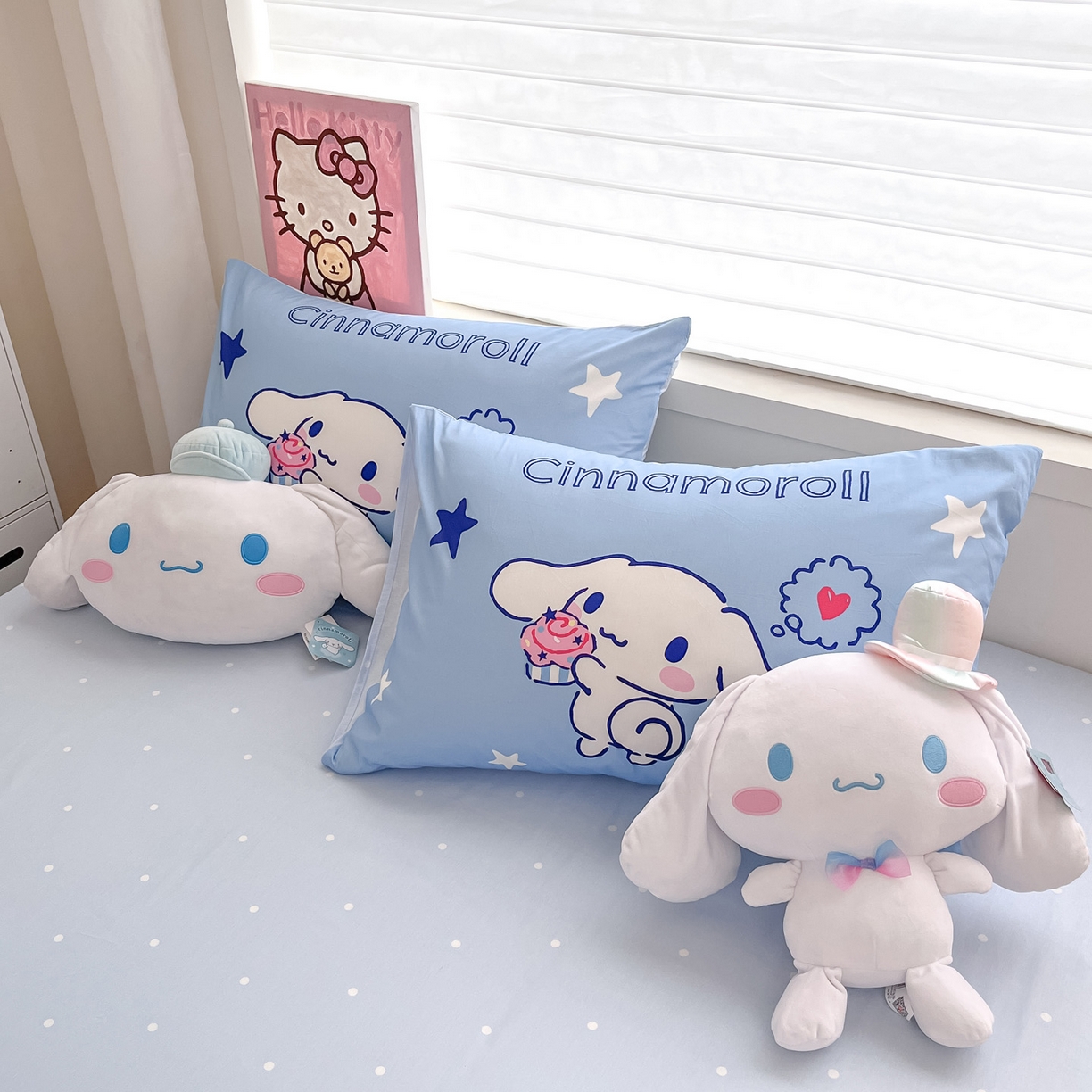 91家纺网 家纺一手货源 找家纺 暮思家居 2026新款正版授权三丽鸥大版全棉纯棉数码印花纯棉四件套系列-第一批 大版-甜品大耳狗