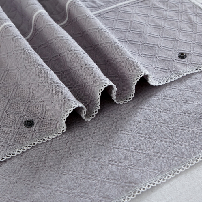 91家纺网 家纺一手货源 找家纺 朴尔家纺-毛巾被 2026新款纱布毛巾绣花素色半包枕套枕巾 绣花半包枕套-浅灰