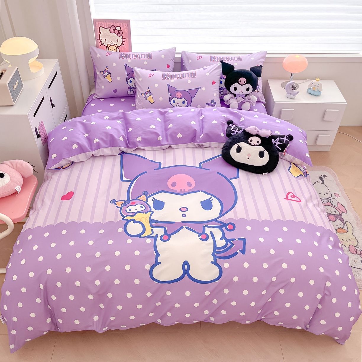 暮思家居 2026新款正版授权三丽鸥大版全棉纯棉数码印花纯棉四件套系列-第一批 大版-甜筒库洛米