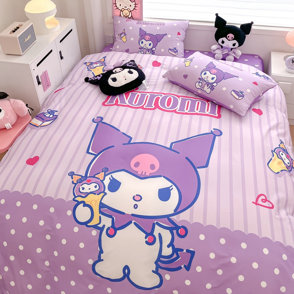 91家纺网 家纺一手货源 找家纺 暮思家居 2026新款正版授权三丽鸥大版全棉纯棉数码印花纯棉四件套系列-第一批 大版-甜筒库洛米