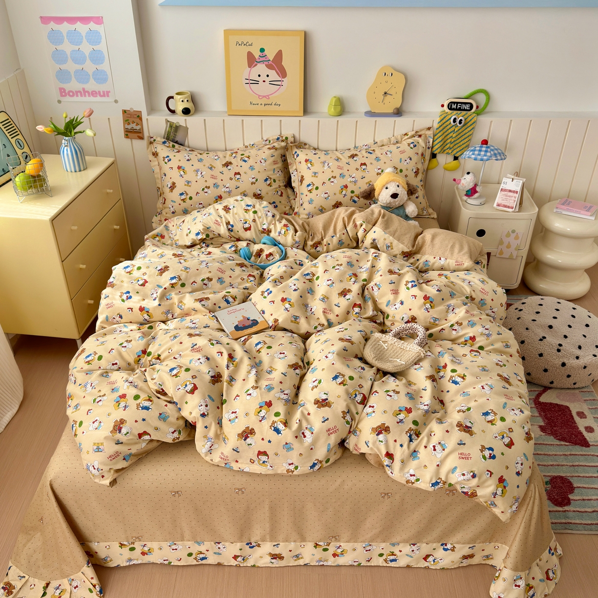 91家纺网 家纺一手货源 找家纺 （总）女子家纺 2026新款全棉网红直播爆款吊边一字绣工艺款四件套-系列二