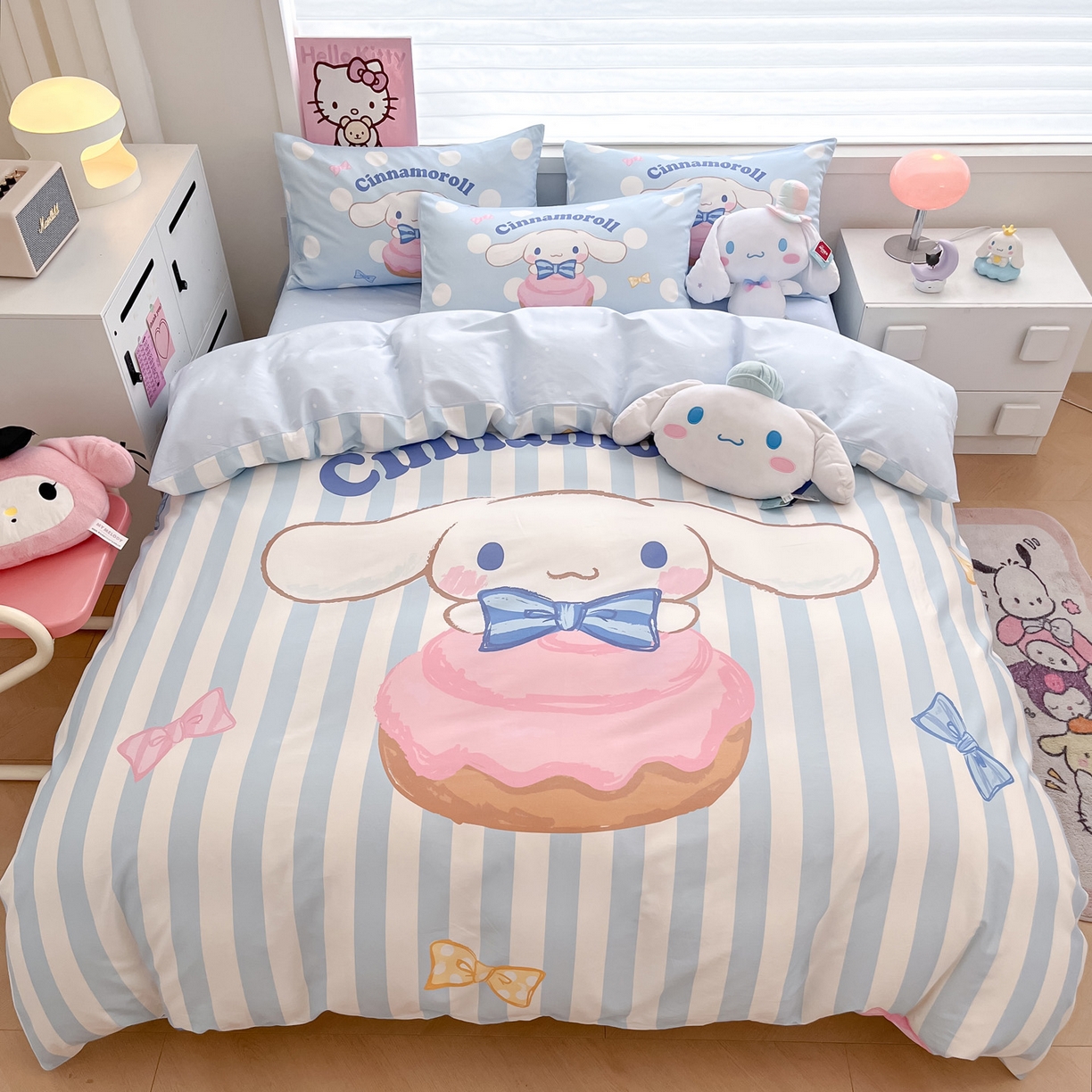 暮思家居 2026新款正版授权三丽鸥大版全棉纯棉数码印花纯棉四件套系列-第一批 大版-条纹玉桂狗
