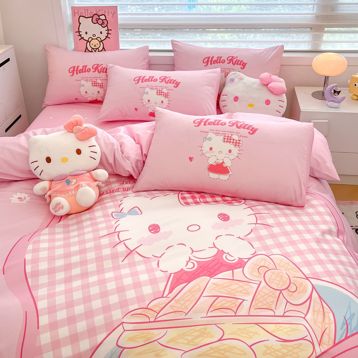 91家纺网 家纺一手货源 找家纺 暮思家居 2026新款正版授权三丽鸥大版全棉纯棉数码印花纯棉四件套系列-第一批 大版-相框KT