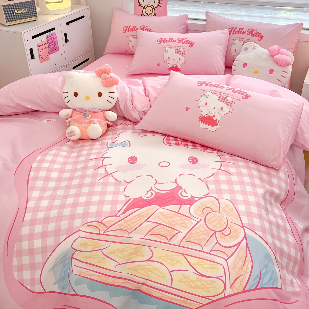 91家纺网 家纺一手货源 找家纺 暮思家居 2026新款正版授权三丽鸥大版全棉纯棉数码印花纯棉四件套系列-第一批 大版-相框KT