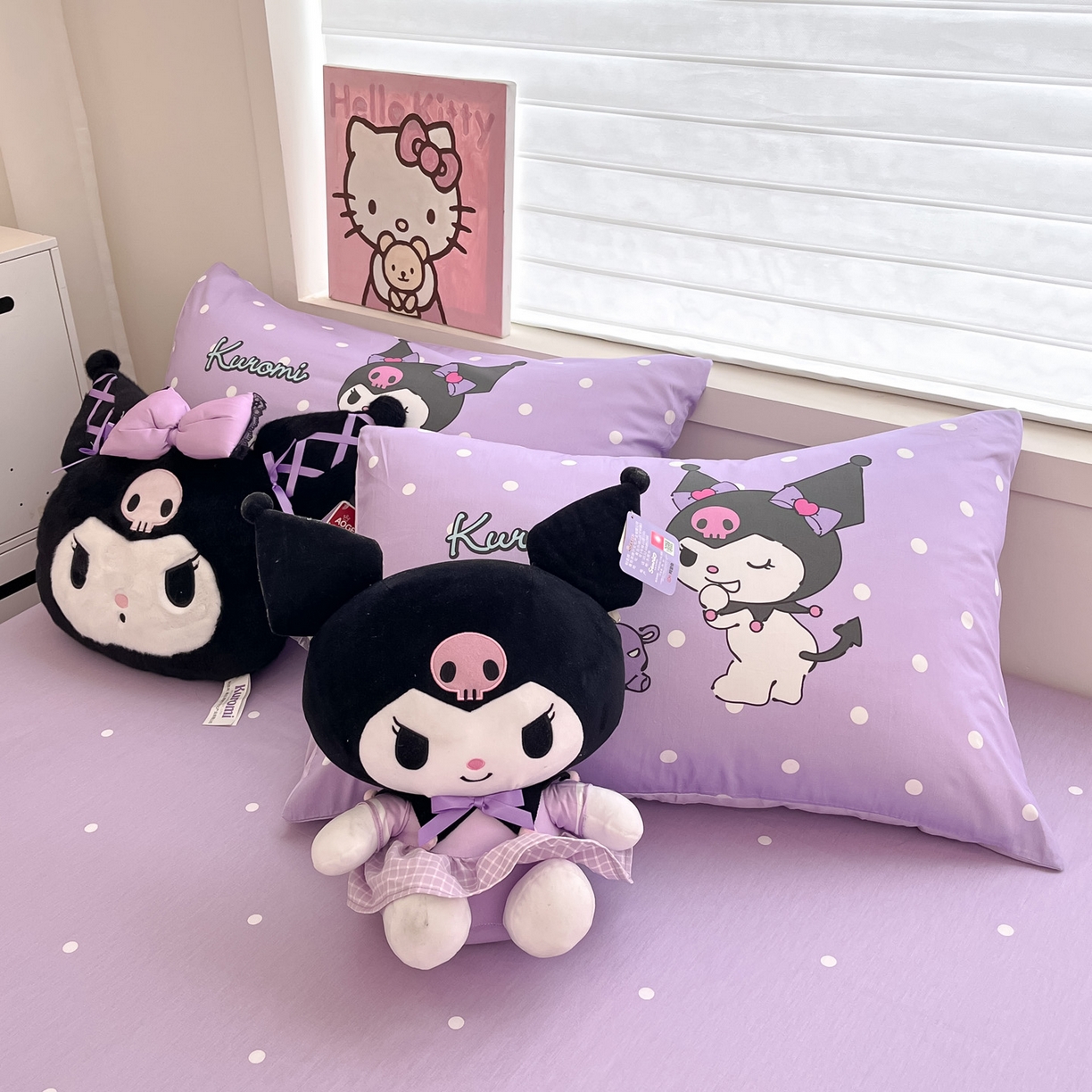 91家纺网 家纺一手货源 找家纺 暮思家居 2026新款正版授权三丽鸥大版全棉纯棉数码印花纯棉四件套系列-第一批 大版-小汽车库洛米