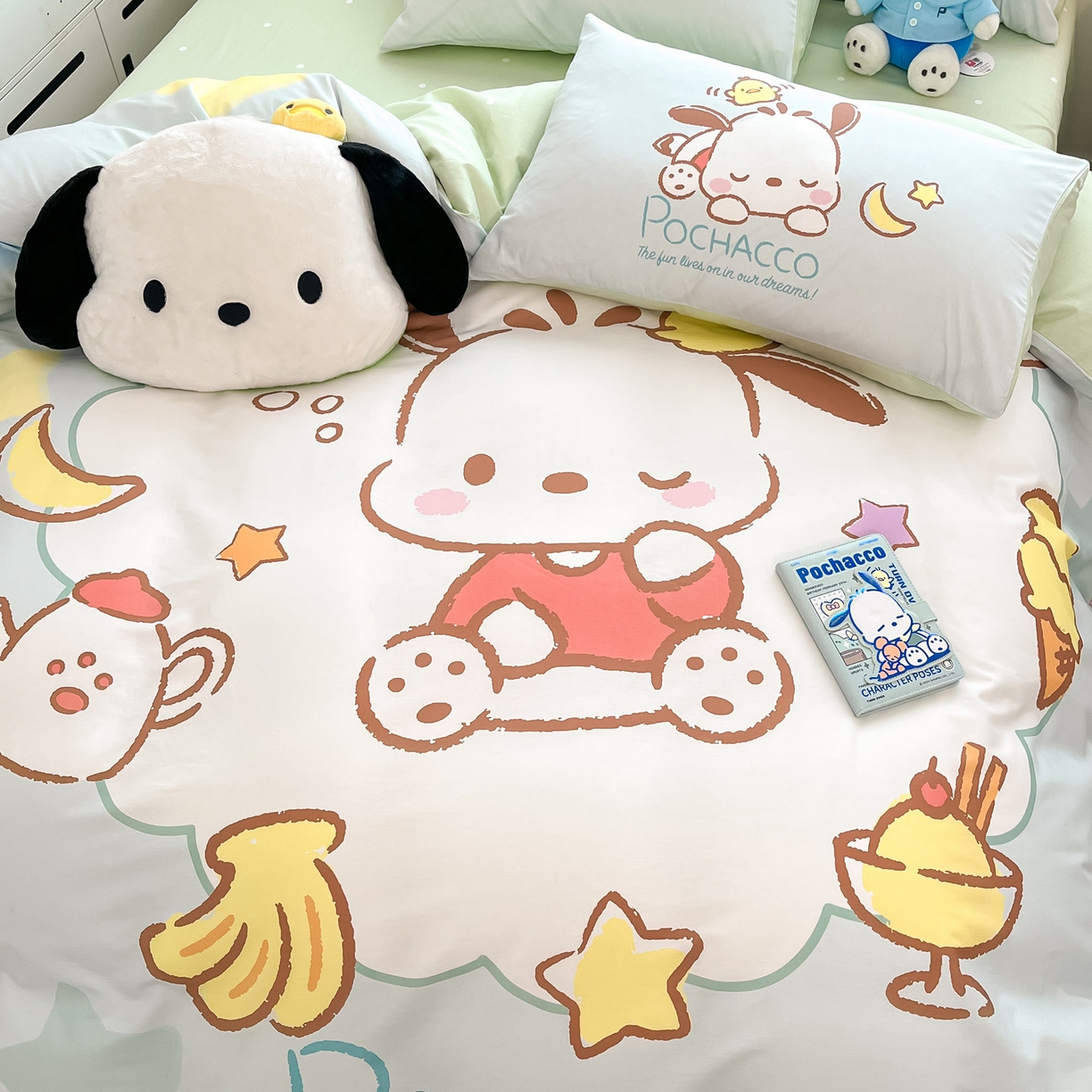 91家纺网 家纺一手货源 找家纺 暮思家居 2026新款正版授权三丽鸥大版全棉纯棉数码印花纯棉四件套系列-第一批 大版-星星帕恰狗