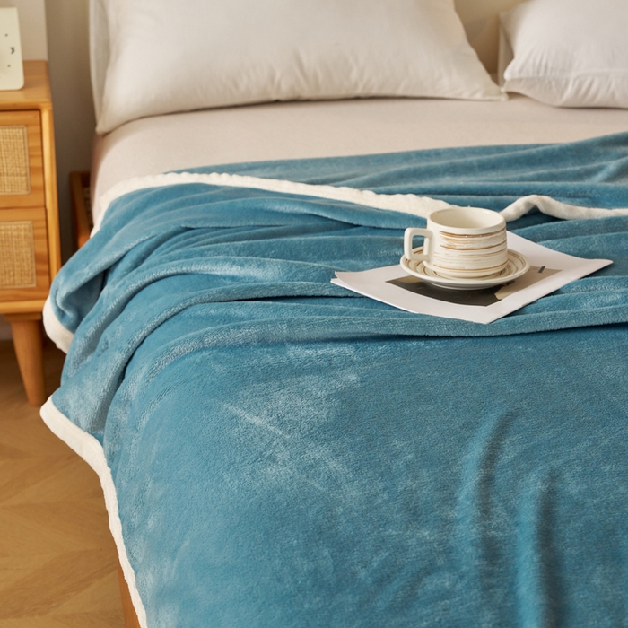 91家纺网 家纺一手货源 找家纺 蓝冰家纺 2026新款加厚牛奶绒多功能毛毯 蓝色