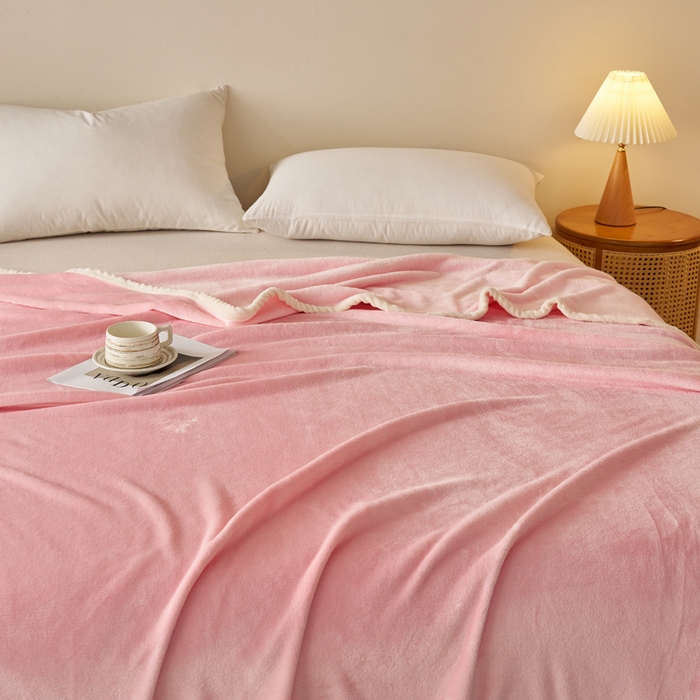 91家纺网 家纺一手货源 找家纺 蓝冰家纺 2026新款加厚牛奶绒多功能毛毯 蜜桃粉色