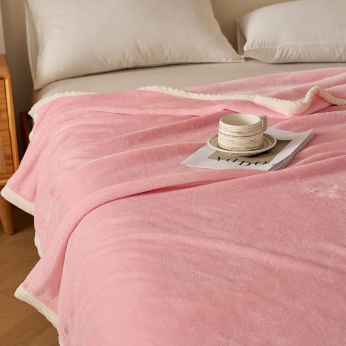 91家纺网 家纺一手货源 找家纺 蓝冰家纺 2026新款加厚牛奶绒多功能毛毯 蜜桃粉色