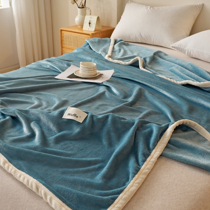 91家纺网 家纺一手货源 找家纺 蓝冰家纺 2026新款加厚牛奶绒多功能毛毯 蓝色