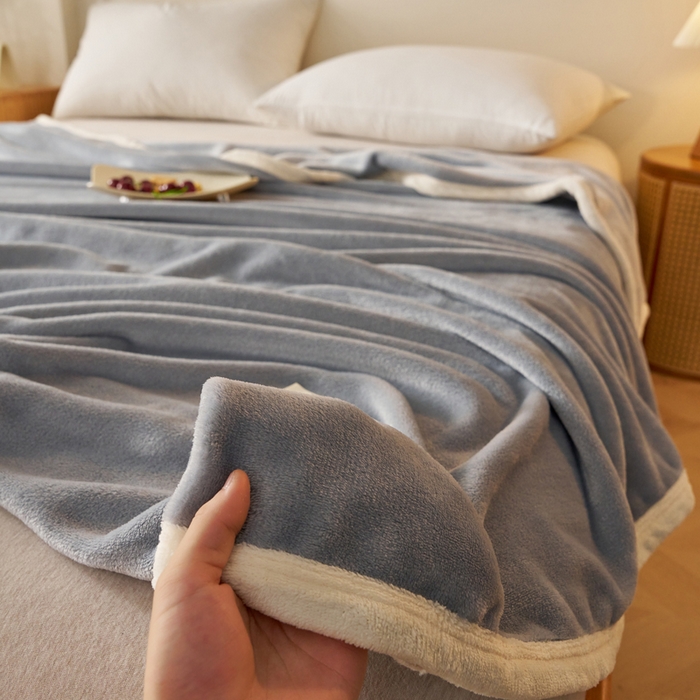 91家纺网 家纺一手货源 找家纺 蓝冰家纺 2026新款加厚牛奶绒多功能毛毯 烟灰色