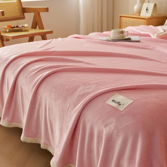 91家纺网 家纺一手货源 找家纺 蓝冰家纺 2026新款加厚牛奶绒多功能毛毯 蜜桃粉色