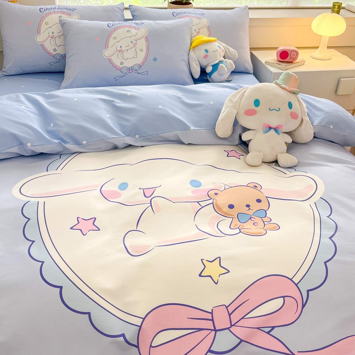 91家纺网 家纺一手货源 找家纺 暮思家居 2026新款正版授权三丽鸥大版全棉纯棉数码印花纯棉四件套系列-第一批 大版-幸福大耳狗