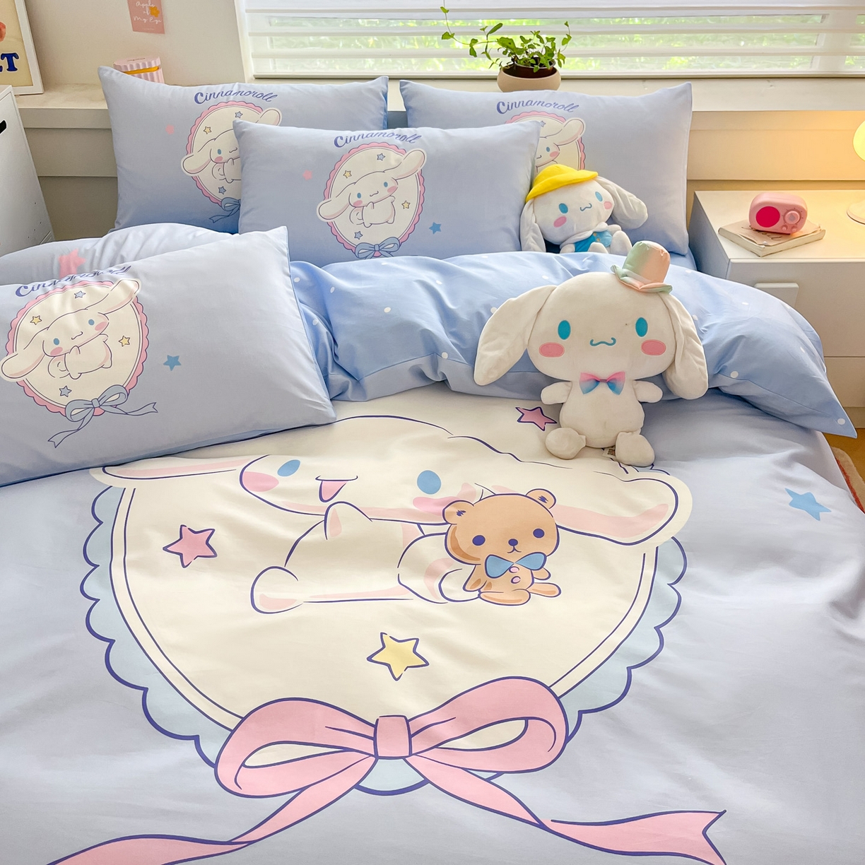 91家纺网 家纺一手货源 找家纺 暮思家居 2026新款正版授权三丽鸥大版全棉纯棉数码印花纯棉四件套系列-第一批 大版-幸福大耳狗