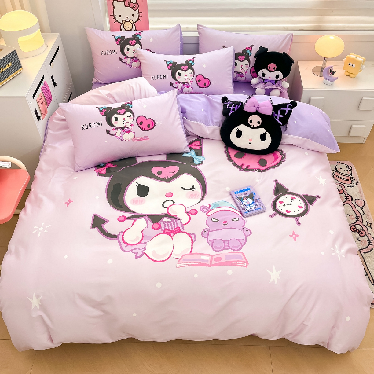 暮思家居 2026新款正版授权三丽鸥大版全棉纯棉数码印花纯棉四件套系列-第一批 大版-学霸库洛米