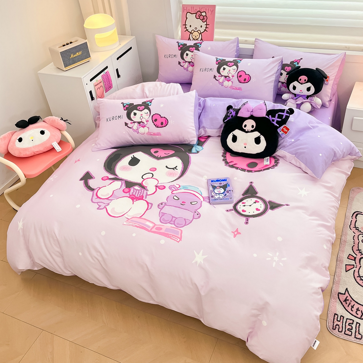 91家纺网 家纺一手货源 找家纺 暮思家居 2026新款正版授权三丽鸥大版全棉纯棉数码印花纯棉四件套系列-第一批 大版-学霸库洛米