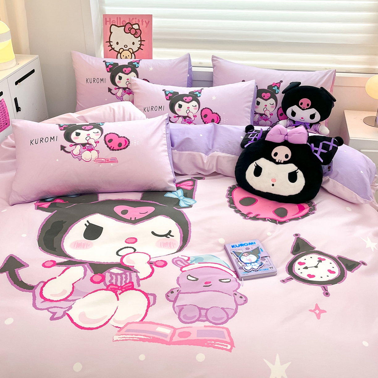 91家纺网 家纺一手货源 找家纺 暮思家居 2026新款正版授权三丽鸥大版全棉纯棉数码印花纯棉四件套系列-第一批 大版-学霸库洛米