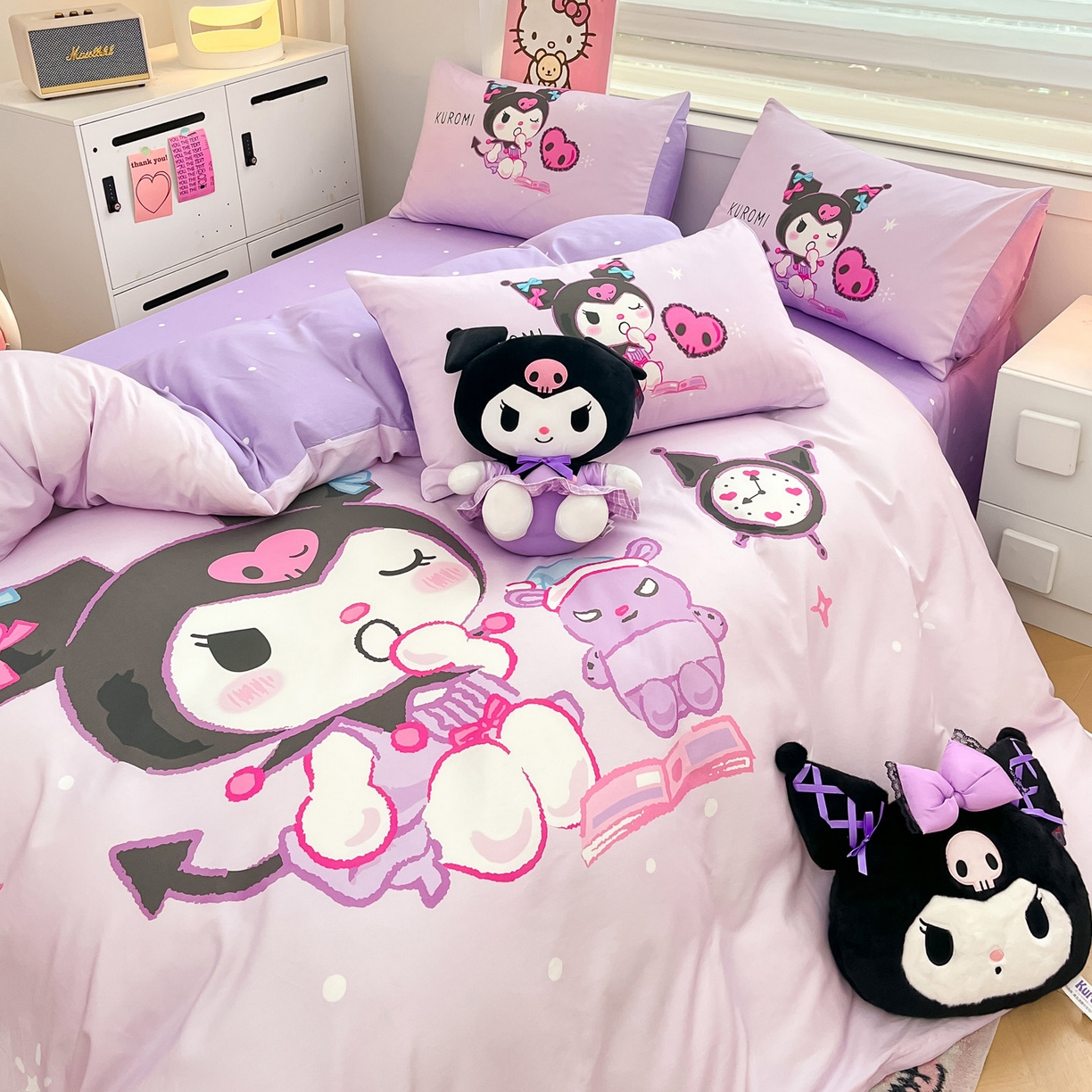 91家纺网 家纺一手货源 找家纺 暮思家居 2026新款正版授权三丽鸥大版全棉纯棉数码印花纯棉四件套系列-第一批 大版-学霸库洛米