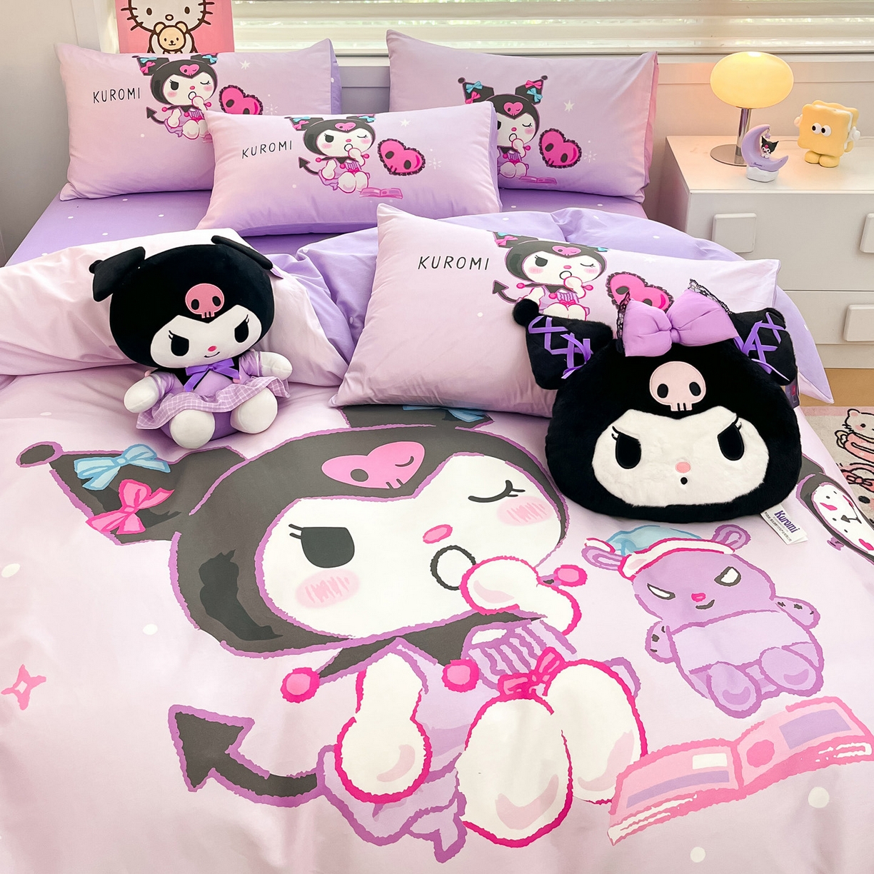 91家纺网 家纺一手货源 找家纺 暮思家居 2026新款正版授权三丽鸥大版全棉纯棉数码印花纯棉四件套系列-第一批 大版-学霸库洛米