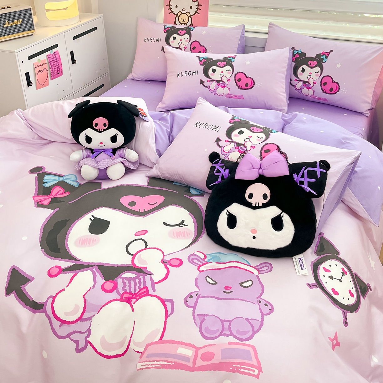 91家纺网 家纺一手货源 找家纺 暮思家居 2026新款正版授权三丽鸥大版全棉纯棉数码印花纯棉四件套系列-第一批 大版-学霸库洛米