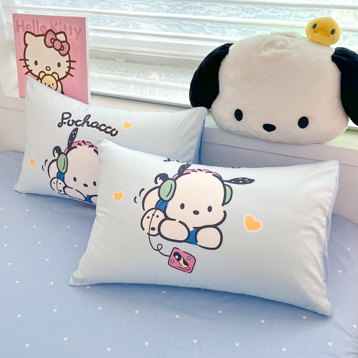 91家纺网 家纺一手货源 找家纺 暮思家居 2026新款正版授权三丽鸥大版全棉纯棉数码印花纯棉四件套系列-第一批 大版-音乐帕恰狗