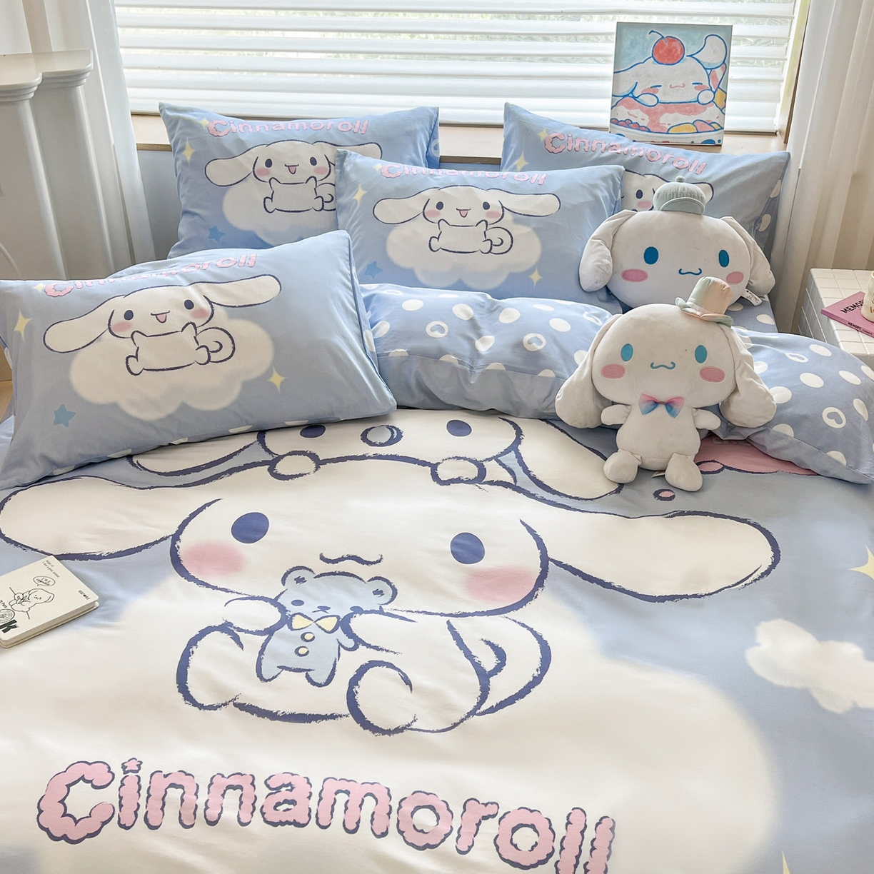 91家纺网 家纺一手货源 找家纺 暮思家居 2026新款正版授权三丽鸥大版全棉纯棉数码印花纯棉四件套系列-第一批 大版-云朵玉桂狗