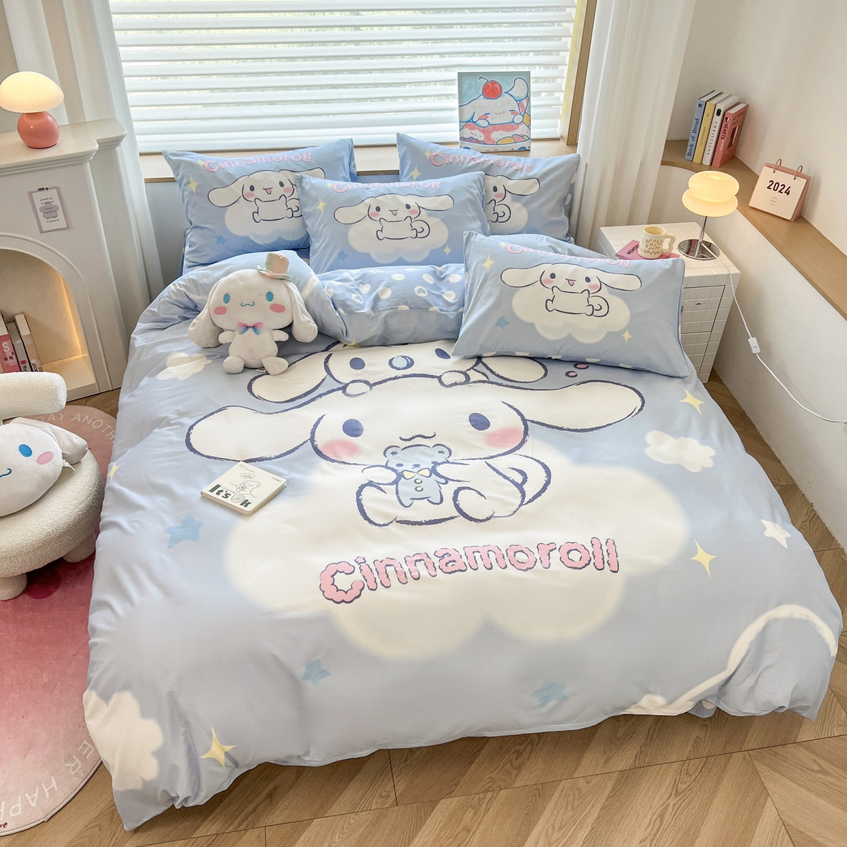 91家纺网 家纺一手货源 找家纺 暮思家居 2026新款正版授权三丽鸥大版全棉纯棉数码印花纯棉四件套系列-第一批 大版-云朵玉桂狗