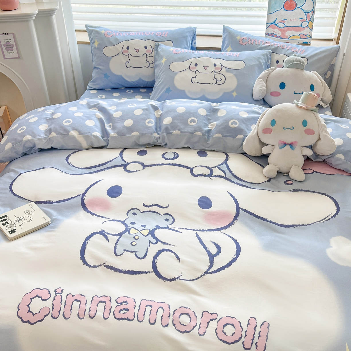 91家纺网 家纺一手货源 找家纺 暮思家居 2026新款正版授权三丽鸥大版全棉纯棉数码印花纯棉四件套系列-第一批 大版-云朵玉桂狗