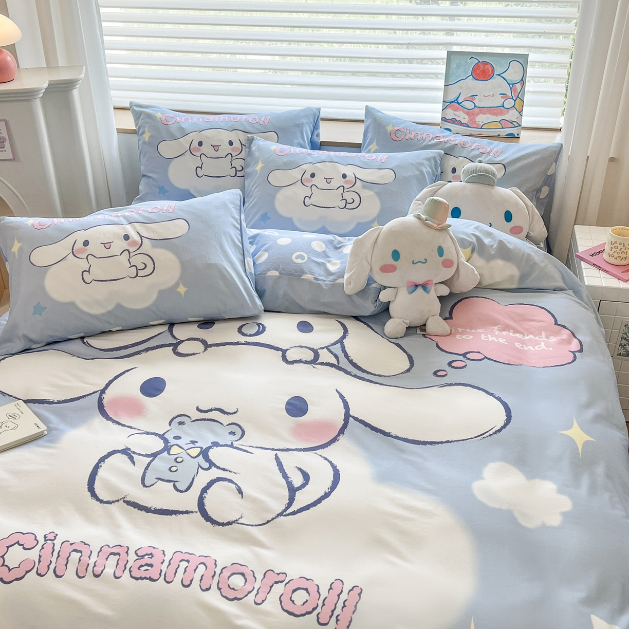 91家纺网 家纺一手货源 找家纺 暮思家居 2026新款正版授权三丽鸥大版全棉纯棉数码印花纯棉四件套系列-第一批 大版-云朵玉桂狗