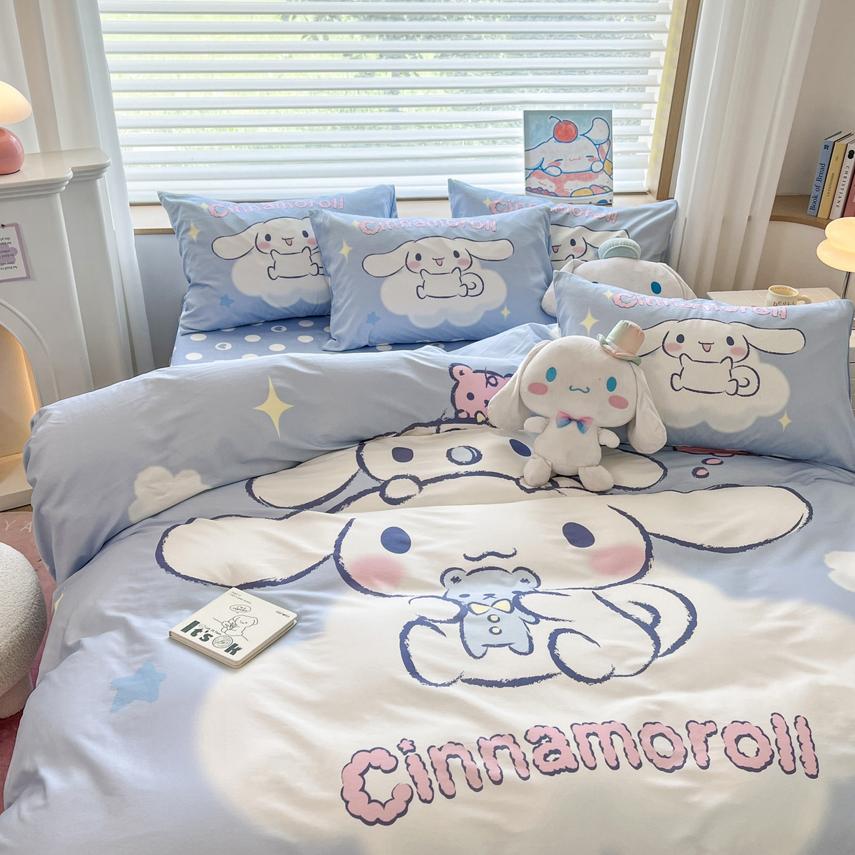 91家纺网 家纺一手货源 找家纺 暮思家居 2026新款正版授权三丽鸥大版全棉纯棉数码印花纯棉四件套系列-第一批 大版-云朵玉桂狗