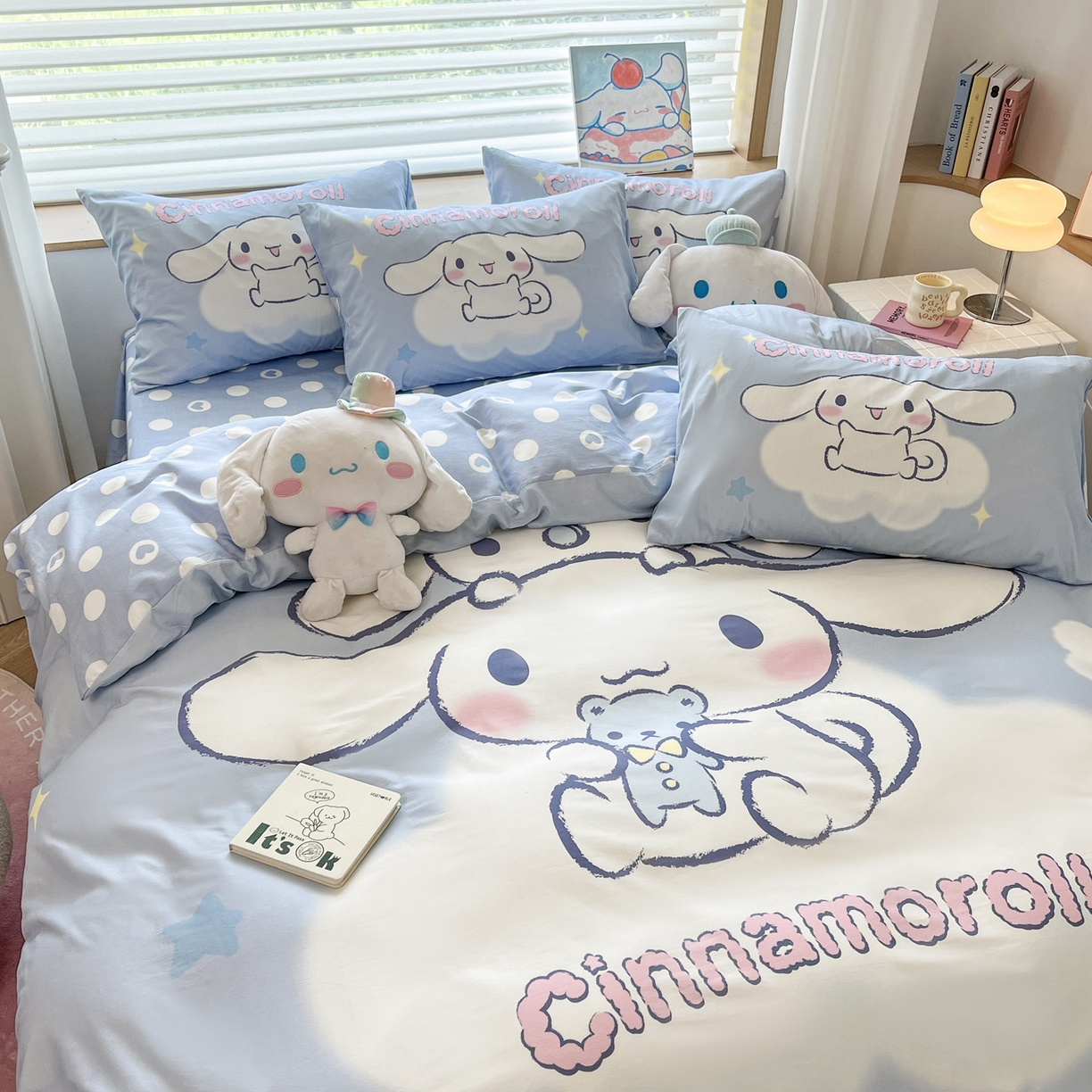 91家纺网 家纺一手货源 找家纺 暮思家居 2026新款正版授权三丽鸥大版全棉纯棉数码印花纯棉四件套系列-第一批 大版-云朵玉桂狗