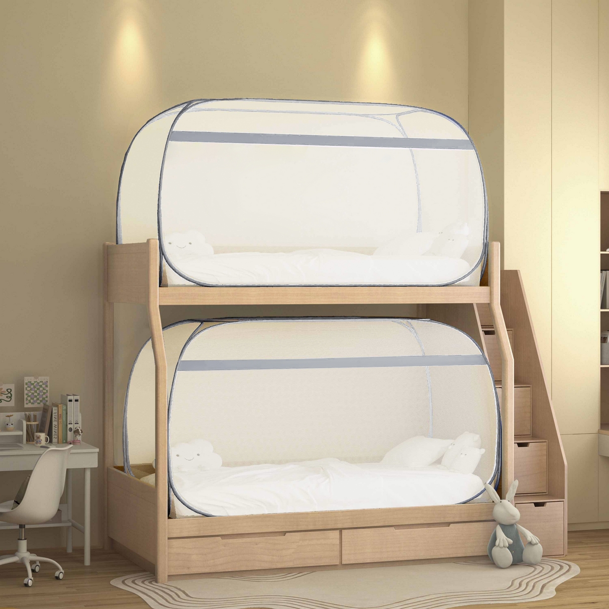 91家纺网 家纺一手货源 找家纺 佳梦家纺 2026新款蒙古包学生免安装系列蚊帐 大顶灰色