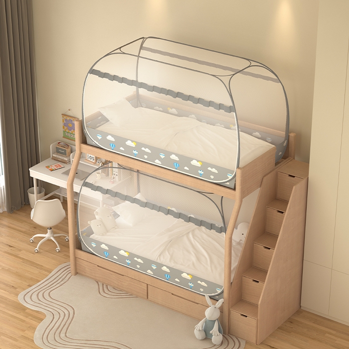 91家纺网 家纺一手货源 找家纺 佳梦家纺 2026新款蒙古包学生免安装系列蚊帐 气球灰