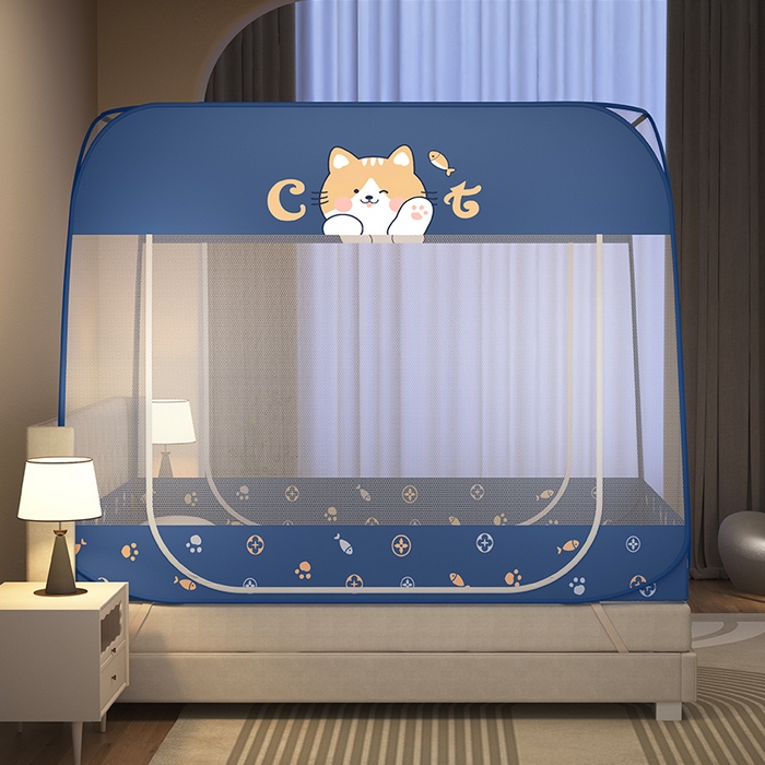 91家纺网 家纺一手货源 找家纺 （总）佳梦家纺 2026新款蒙古包印花双开门蚊帐