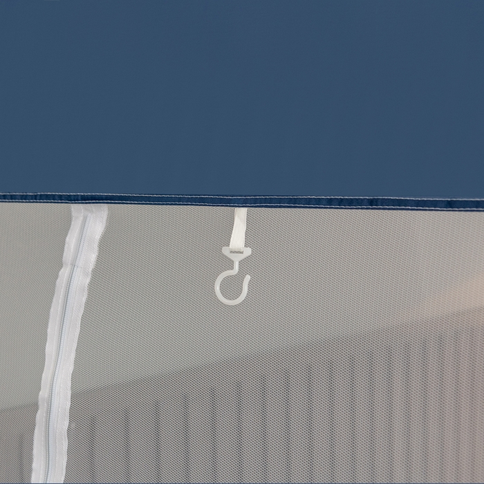 91家纺网 家纺一手货源 找家纺 佳梦家纺 2026新款蒙古包印花双开门蚊帐 条纹蓝-布三角