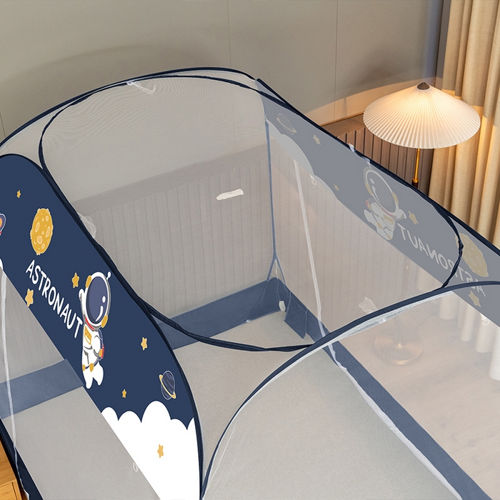 91家纺网 家纺一手货源 找家纺 佳梦家纺 2026新款蒙古包印花双开门蚊帐 宇航员-布三角