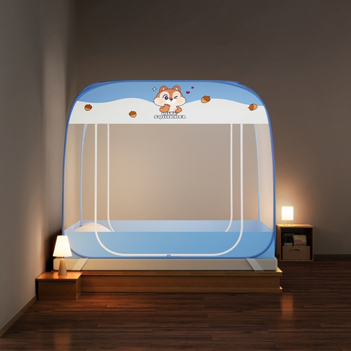 91家纺网 家纺一手货源 找家纺 （总）佳梦家纺 2026新款三开门防尘顶免安装蚊帐