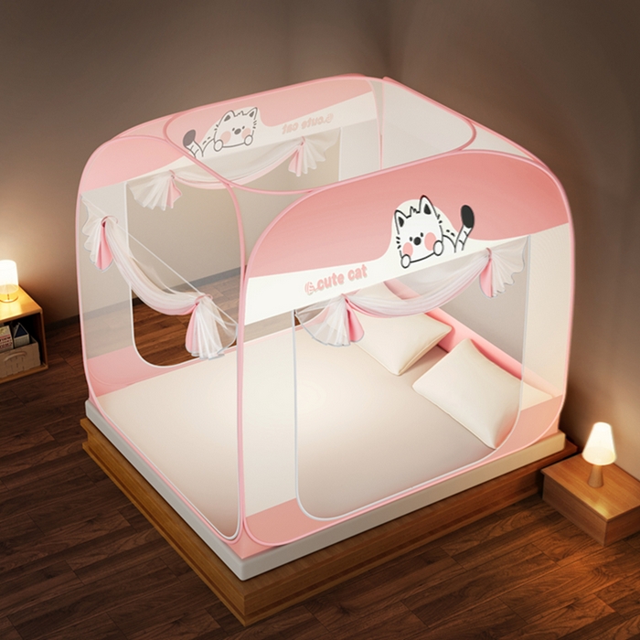 91家纺网 家纺一手货源 找家纺 （总）佳梦家纺 2026新款三开门蒙古包印花蚊帐