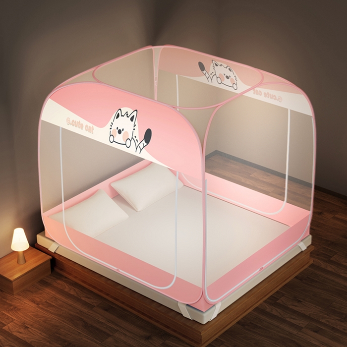 91家纺网 家纺一手货源 找家纺 （总）佳梦家纺 2026新款三开门蒙古包印花蚊帐