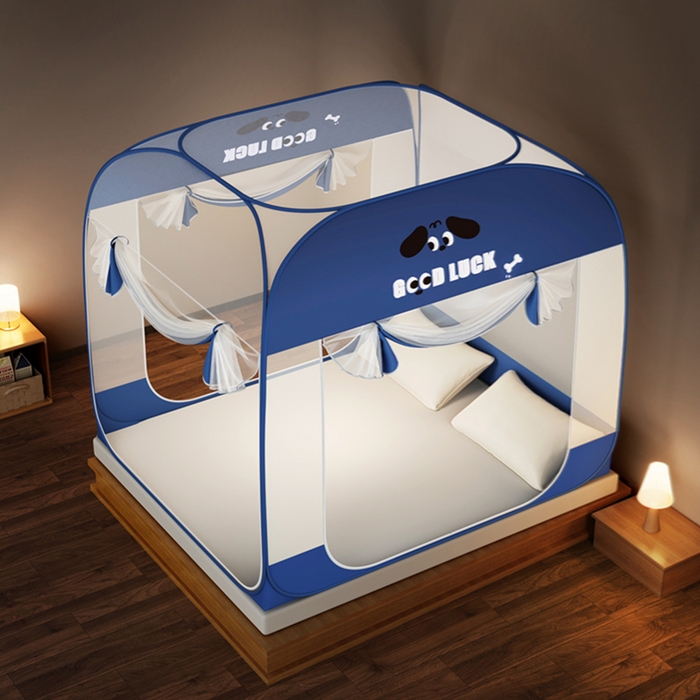 91家纺网 家纺一手货源 找家纺 佳梦家纺 2026新款三开门蒙古包印花蚊帐 幸运狗