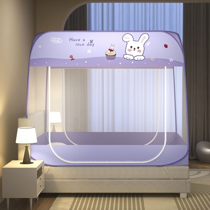 91家纺网 家纺一手货源 找家纺 （总）佳梦家纺 2026新款双开门防尘顶免安装蚊帐